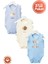 Unisex %100 Organik Pamuklu Love Baskılı 3-6-9-12 Ay 3lü Kolsuz Atlet Bebek Body Zıbın 1