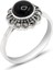 Oniks Taşlı Papatya Model 925 Ayar Gümüş Markazit Kadın Yüzük 201024243 1