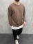 Oversize Beyaz Garnili Pamuklu Kahverengi Sweatshirt 2
