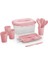 Parça Piknik Seti, 4 Kişilik, Tabak, Bardak, Çatal Kaşık Bıçak Takımı ve Saklama Kabı (Pembe) 1