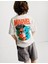 Erkek Çocuk Marvel Karakter Baskılı Beyaz T-Shirt ve Çizgili Şort Takım 1