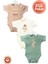 Unisex Bebek %100 Organik Pamuklu Bohem Baskılı 3-6-9-12 Ay 3lü Kısa Kollu Bebek Body Zıbın 1