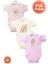 Kız Bebek %100 Organik Pamuklu Love Baskılı 3-6-9-12 Ay 3lü Kısa Kollu Bebek Body Zıbın 1