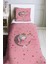Pembe Ayda Kız Desenli Tek Kişilik Çocuk Pike Takımı 1