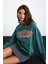 Apollanıa Kadın Pamuk Yuvarlak Yaka Petrol Yeşili Sweatshirt 3