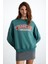 Apollanıa Kadın Pamuk Yuvarlak Yaka Petrol Yeşili Sweatshirt 5