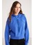Kennedy Kadın Içi Polarlı Yumuşacık 3 Iplik Kapüşonlu Biye Detaylı Comfort Fit Mavi Sweatshirt 1