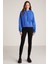 Kennedy Kadın Içi Polarlı Yumuşacık 3 Iplik Kapüşonlu Biye Detaylı Comfort Fit Mavi Sweatshirt 4