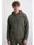Gogh Erkek Pamuklu Kapüşonlu Sırt Baskı Detaylı Relaxed Fit Haki Sweatshirt 1