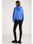 Kennedy Kadın Içi Polarlı Yumuşacık 3 Iplik Kapüşonlu Biye Detaylı Comfort Fit Mavi Sweatshirt 5