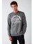 Flow Erkek Yumuşacık Kumaşlı Regular Fit Yuvarlak Yakalı Baskılı Gri Sweatshirt 2