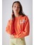Clara Kadın Hafif Dökümlü Yakası Dantelli Askılı Büyük Beden Turuncu Sweatshirt 2