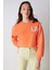 Clara Kadın Hafif Dökümlü Yakası Dantelli Askılı Büyük Beden Turuncu Sweatshirt 4