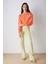 Clara Kadın Hafif Dökümlü Yakası Dantelli Askılı Büyük Beden Turuncu Sweatshirt 6
