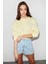 Clara Kadın Hafif Dökümlü Yakası Dantelli Askılı Büyük Beden Sarı Sweatshirt 1