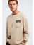 Mıdtown Erkek Çok Pozisyonlu Baskılı Büyük Süs Etiketli Içi Polarlı Bej Sweatshirt 3