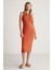 Carına Kadın Geniş Fitilli Esnek Kumaşlı Vücüda Oturan Bodycon Maxi Kiremit Rengi Elbise 5