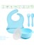 Silikon Beslenme Seti Silikon Vakumlu Kapaklı Mama Kase , Silikon Önlük, Silikon Kaşık 1