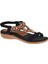 - 9639 | Kadın Hakiki Deri Ortopedik Sandalet - Siyah - 39 1