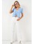 AYDOGANTICARET44 Kısa Kol Crop Bluz 958 - Mavi 2