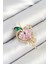 Pembe ve Yeşil Zirkon Taşlı 3D Eriyen Kalp Figürlü Gold Renk Kadın Broş - TJ-BR438 1