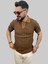 Erkek Çizgili Slim Fit Polo Yaka Kahverengi Triko Tişört 2
