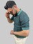 Erkek Slim Fit Çizgili Polo Yaka Petrol Yeşili Triko Tişört 5