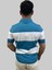 Erkek Blok Parçalı Slim Fit Polo Yaka Mavi-Buz Beyaz Triko Tişört 4