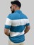 Erkek Blok Parçalı Slim Fit Polo Yaka Mavi-Buz Beyaz Triko Tişört 5