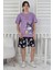Isob Lila Siyah Kuromi Desenli %100 Pamuk Kız Çocuk Kısa Kollu Şortlu Takım 8-13 Yaş 41417-L 1
