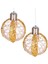 Yılbaşı Topu Ampul LED Işıklı Simli Desenli 2'li Paket Gold 7 Cm. 1