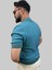 Erkek Çizgili Slim Fit Polo Yaka Mavi Triko Tişört 2