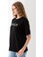 Kadın Bisiklet Yaka Baskılı Pamuklu T-Shirt Siyah - 925015 2