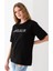 Kadın Bisiklet Yaka Baskılı Pamuklu T-Shirt Siyah - 925015 5