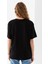 Kadın Bisiklet Yaka Baskılı Pamuklu T-Shirt Siyah - 925015 8