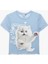 Kısa Kollu Bisiklet Yaka Slim Fit Kedi Baskılı Crop Tişört 1