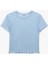Kısa Kollu Bisiklet Yaka Slim Fit Kedi Baskılı Crop Tişört 2