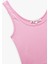 U Yaka Slim Fit Kolsuz Basic Crop Bluz 5