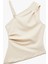 Asimetrik Yaka Kolsuz Slim Fit Drapeli Bluz 1