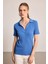 Polo Yaka Pamuk Kaşkorse T-Shirt - Mavi 1
