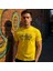 Erkek Sarı Slim Fit Kabartma Baskılı Pamuklu T-Shirt 4