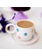Mavi & Kırmızı Papatya Temalı 24K Altın Süslemeli Seramik Mug 4