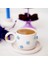 Mavi Papatya Temalı 24K Altın Süslemeli Seramik Mug 1