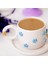 Mavi Papatya Temalı 24K Altın Süslemeli Seramik Mug 3
