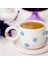 Mavi Papatya Temalı 24K Altın Süslemeli Seramik Mug 4