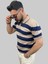 Erkek Parçalı Slim Fit Polo Yaka Lacivert-Kahve Köpüğü Triko Tişört 5