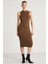 PANNI Kadın Bisiklet Yaka Kolsuz Slim Fit Midi Kahverengi Elbise 8