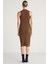 PANNI Kadın Bisiklet Yaka Kolsuz Slim Fit Midi Kahverengi Elbise 12