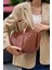 Kadın Geniş Fermuarlı Pu Deri Shopper Çanta El ve Omuz Askılı Günlük Premium Kalite Özel Tasarım 4