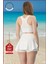 Kadın Alt-Üst Takım Şort & Crop Denizde Havuzda Sporda Casual / Günlük Kullanım Ekru TK3107 7